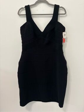 Night Way Collections Bandage Bodycon Dress Sz L Black NWT